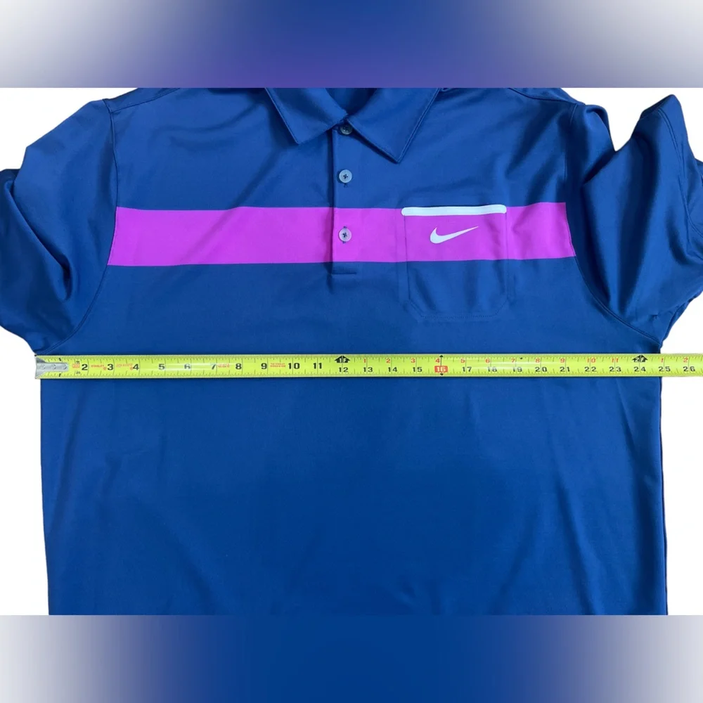 Nike Dri-Fit Mens Golf Shirt XL Blue Welt Pocket‎ 100% Polyester